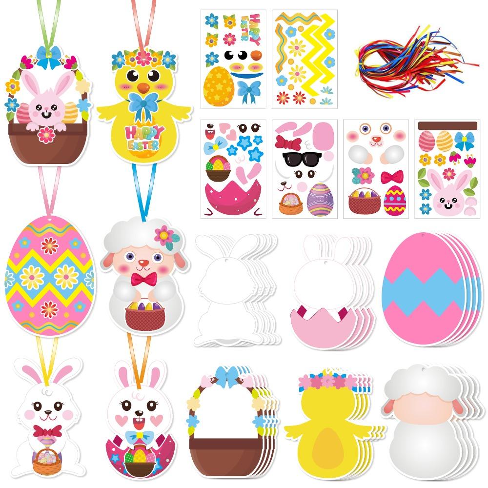 

24Pcs Set Self-adhesive Easter Stickers Handmade Educational Easter Egg Decoration Creative DIY Craft Set Easter Celebration