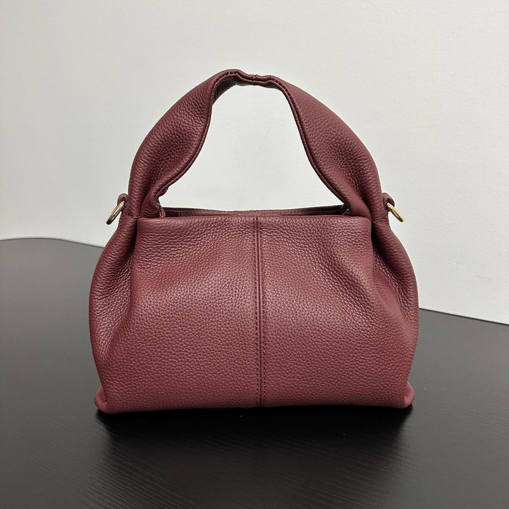 Haute couture first layer cowhide pleated cloud bag niche high-end handbag oblique span shoulder bag women's 2025 new