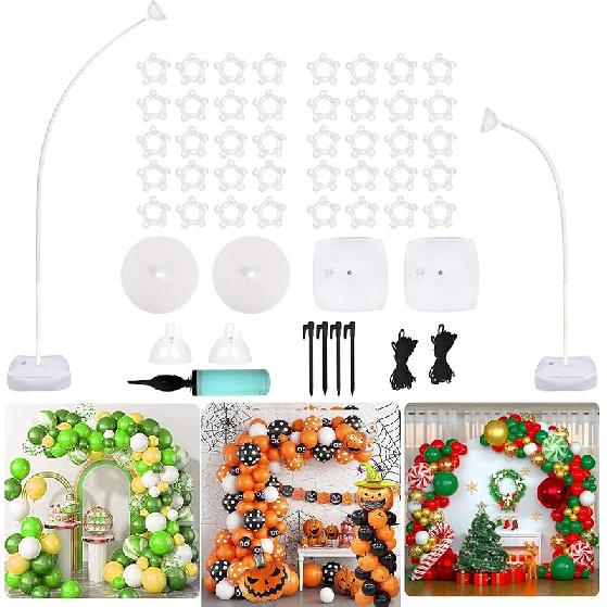 Набор для арки из воздушных шаров AerWo 2,85 м и 1,83 м, Свободно изгибаемая полуарка из воздушных шаров со стойкой и основанием, Напольная золотая арка из воздушных шаров, Фон для свадьбы, дня рождения Half Balloon Arch