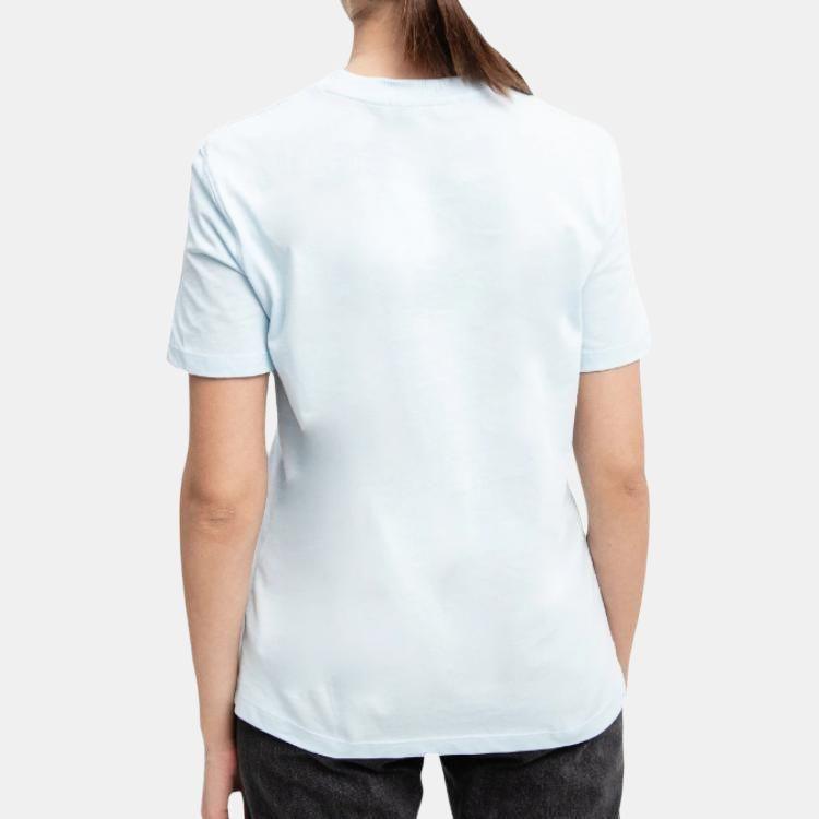 Calvin Klein Solid Color Round Neck Straight Cut Short Sleeve T-Shirt Women Tops Light-Blue J20J223226-CYR