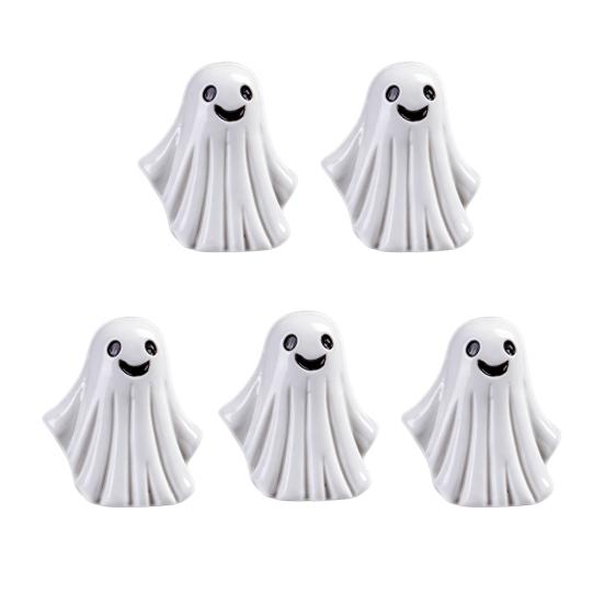 Piccole Sculture di Fantasmi in Resina 5 Pezzi Mini Figure, Fantasmini per Decorazione di Halloween, Accenti Decorativi per la Casa Gotica Ornamenti Spettrali Vasi a Gradini