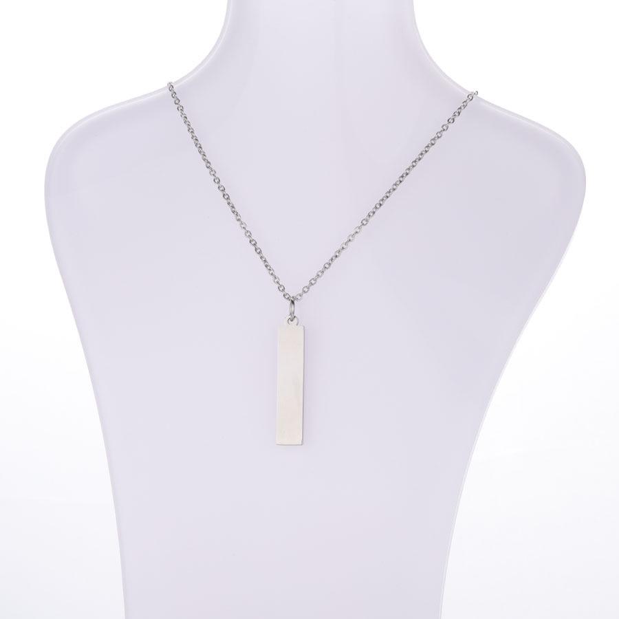 Engravable Stainless Steel Geometric Bar Pendant Necklace