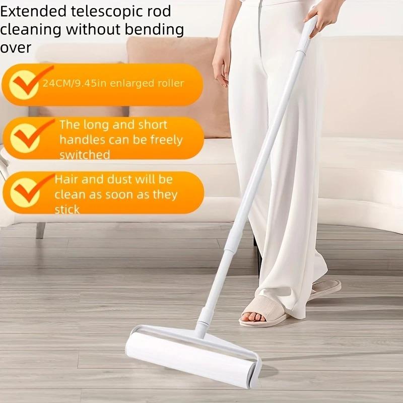 93cm Extendable Lint Roller with Adjustable Handle Powerful Pet Hair Remover Adhesive Sticky Cleaning Tool for Furniture Floors Carpets