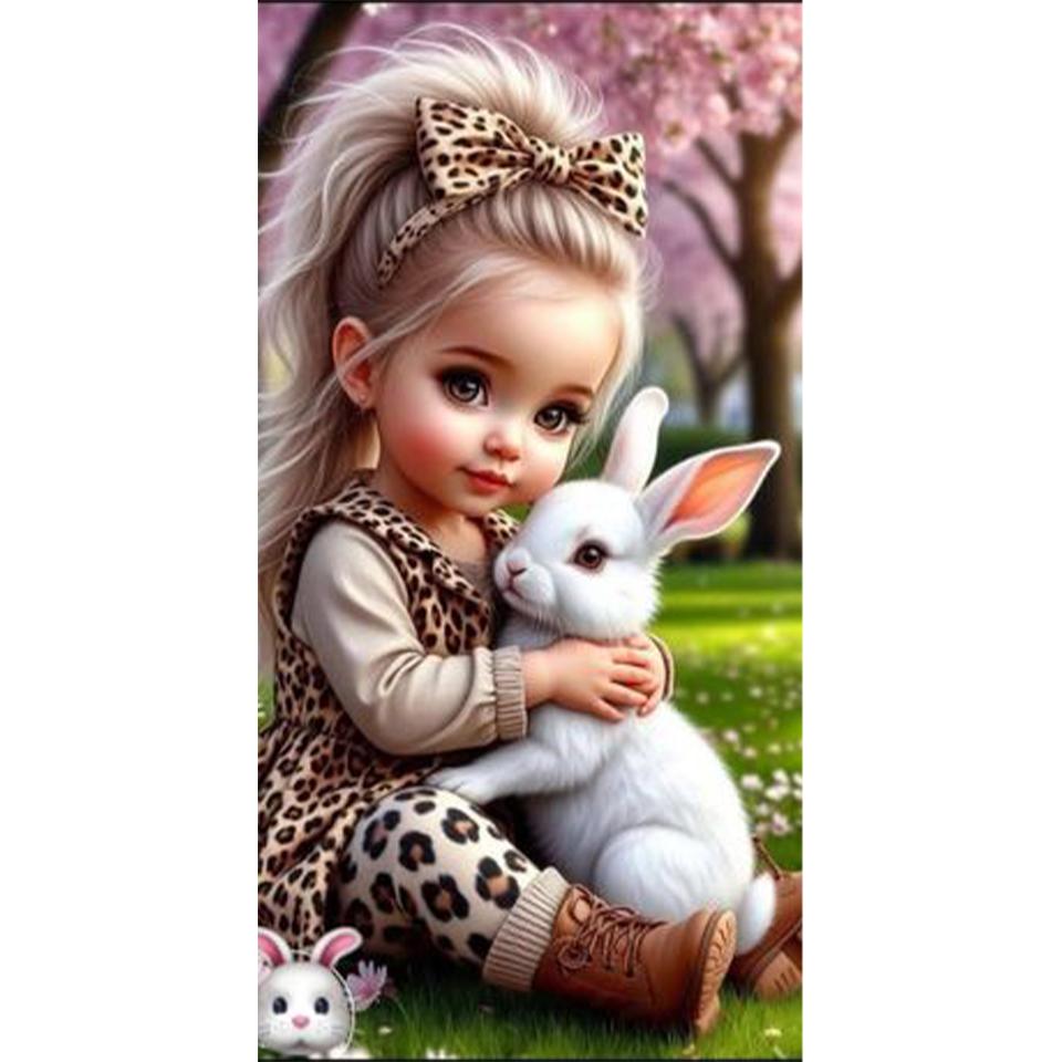 

Новая 2025 Вышивка крестом Девочка и животное Кот 5D DIY Алмазная мозаика Набор для вышивания стразами Домашнее украшение стен Подарок Round 20x30cm