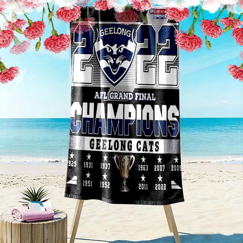 Geelong Champions Print Beach Towel, Large Soft Quick Dry Towel for Beach Camping Swimming