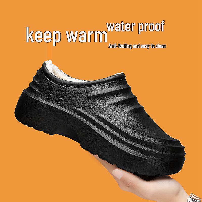 Fleece-Lined Non-Slip Chef Shoes: Warm, Oil-Proof, Soft Sole, Large Sizes, Ideal for Men & Women in Hospitality Professions.