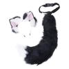 Foxes Ears and Tail Set Furry Foxes Ear Headband with Wolf Foxes Tail Halloween Animal Cosplay Costumes for Adult Kids