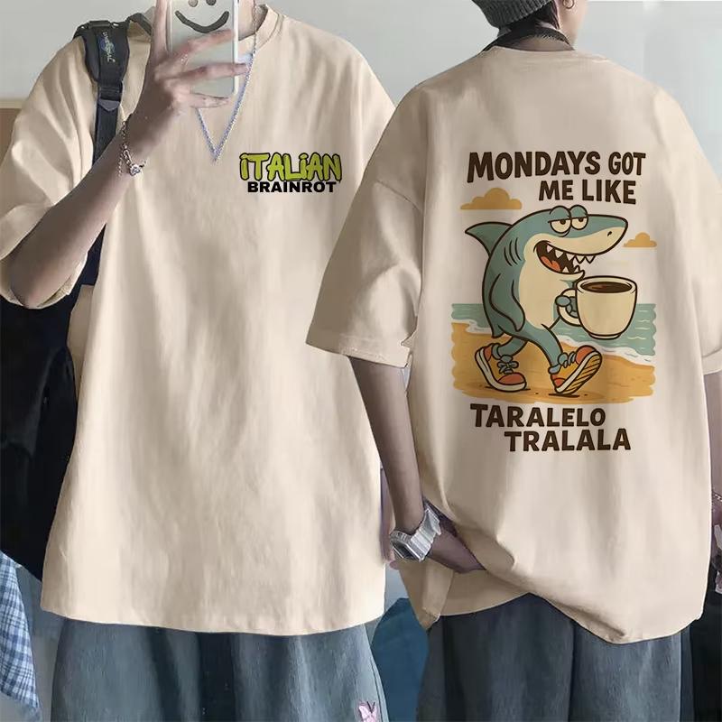 Tralalero Tralala Tung Tung Tung Sahur Bombardiro Crocodilo Tshirt Funny Italian Brainrot Meme Print Summer Men Women Cotton Top