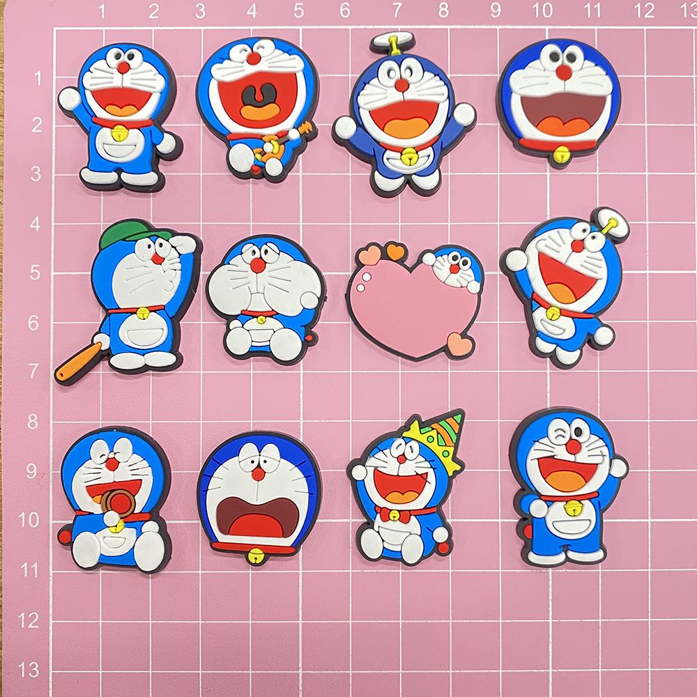 Doraemon Cartoon Crocs Charms: Cute PVC Flower & Bracelet Decorations