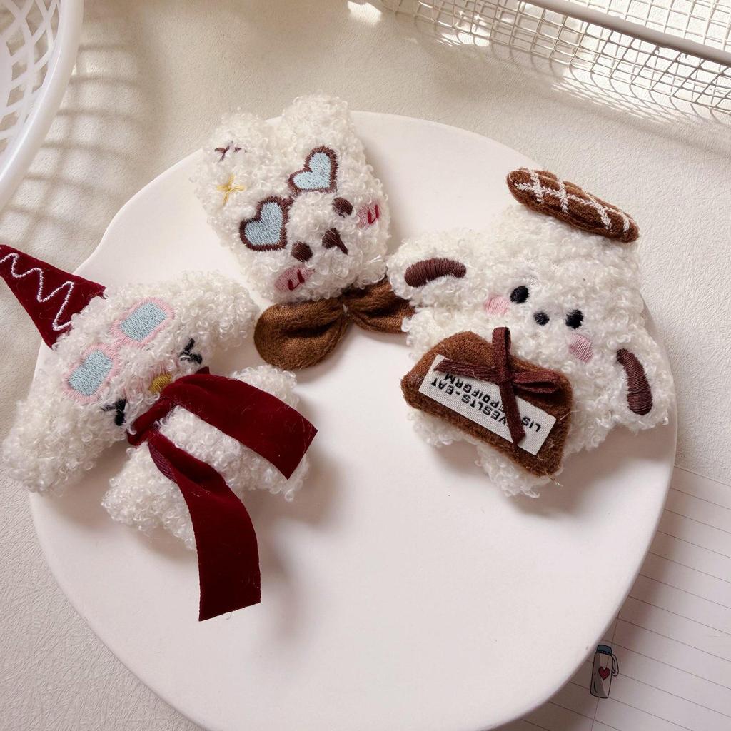 Korean Curly Puppy Rabbit Lamb Cartoon Brooch for Bags and Clothing Accessories