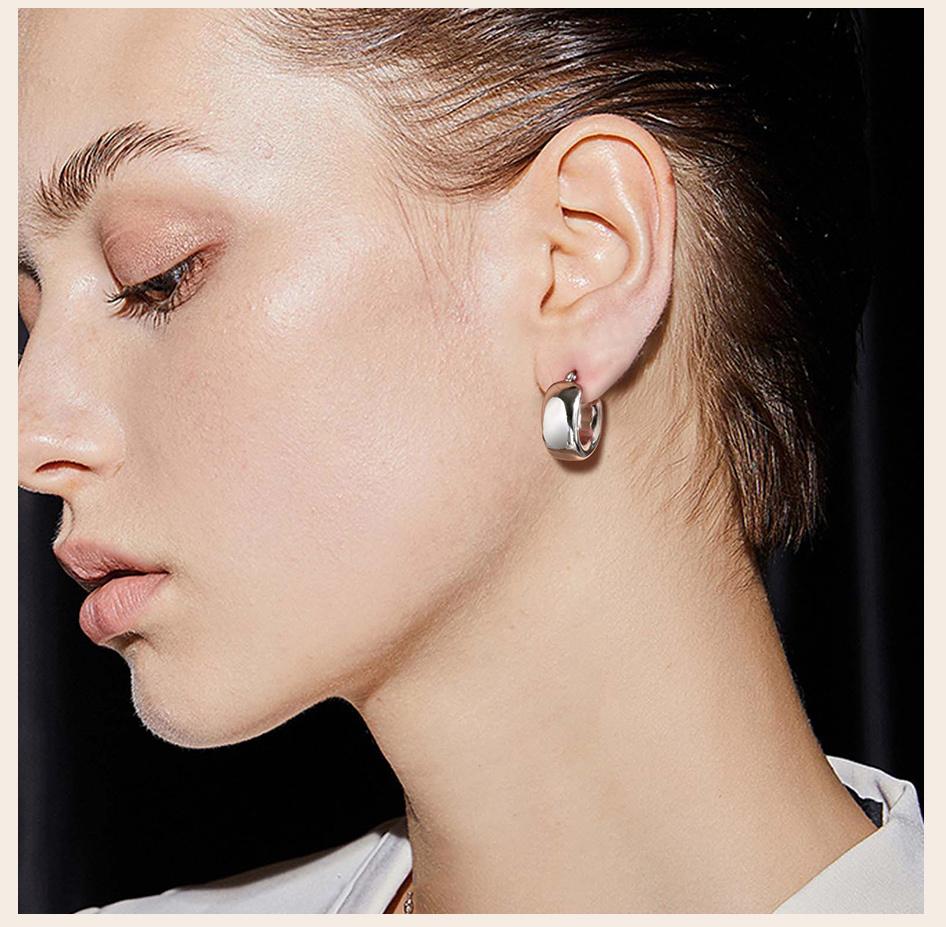 Tube Blod Huggie Hoop Earring for Women, Circle Hoops Stainles Steel Thick Simple Jewelry
