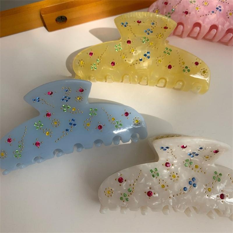 Hair Claws Rhinestones Flower Shark Clip for Female Teens Girl Hair Shaping Clip