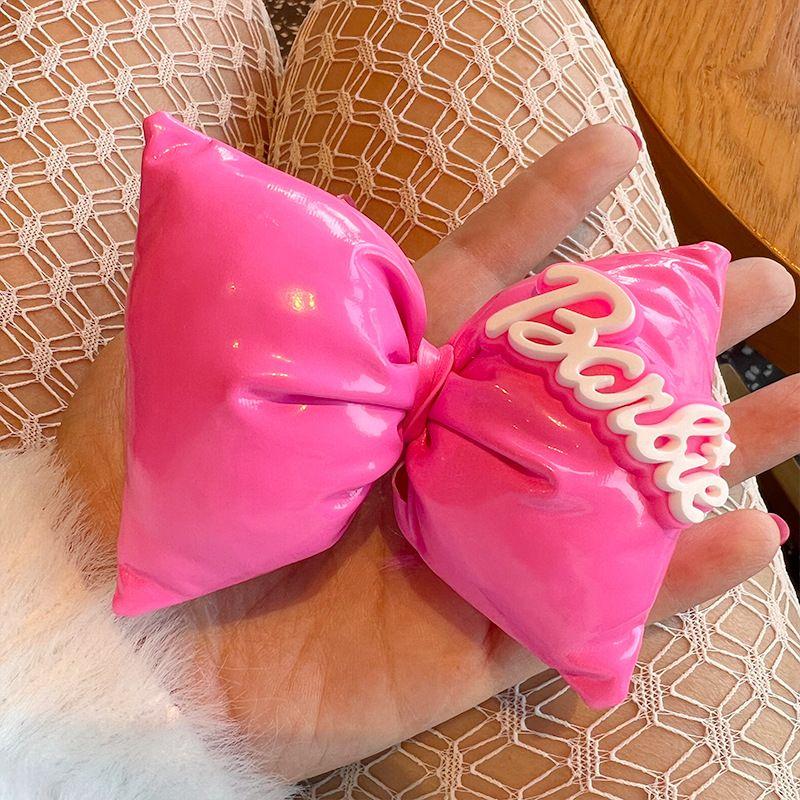 Miniso Kawaii Barbie Pink 3D Filled Bow hairpin Cute Bb Clip Hair decorate girl Fashion sweet Hair accessories Children's gifts