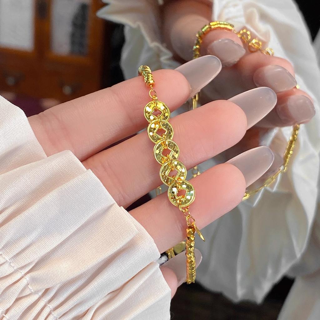 Shui Bing Bing Five Emperor Coins Blessing Bracelet for Women, Elegant New Chinese Lucky Bracelet, Minimalist and Exquisite