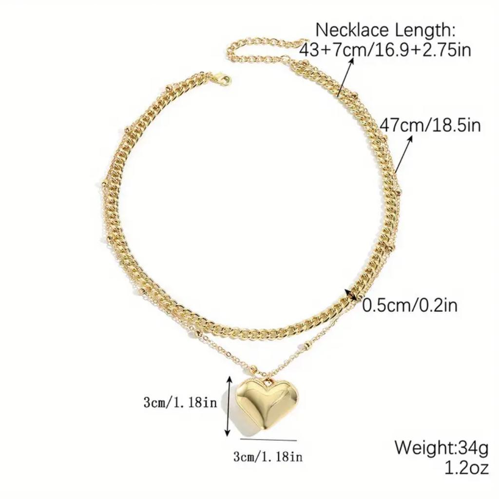Heart Pendant Necklaces for WomenPunk Layered Chunky Heart Choker NecklaceHip Hop Link Chain Love Y2K Women TrendyJewelry Gifts