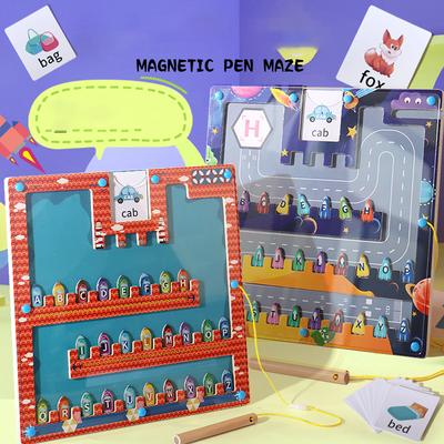Magnetisches Labyrinthbrett Holz Alphabetbrett Buchstabenpuzzle Labyrinthbrett Sortieren Zuordnen Lernspielzeug Farberkennung Magnetisch