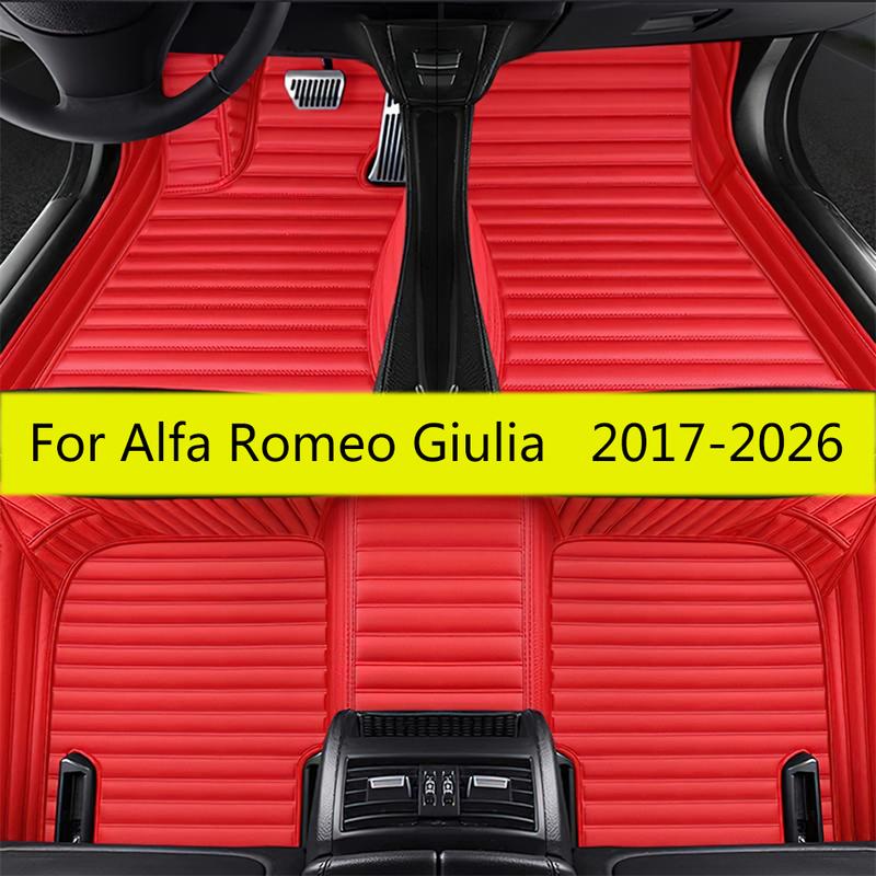 Car Floor Mats For Alfa Romeo Giulia 2017 2018      2024 2025 2026 Auto Foot Matts Rugs Leather Carpet Pads