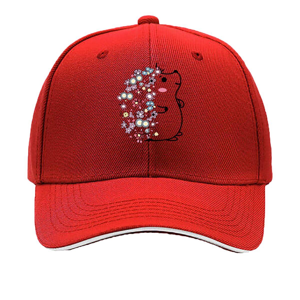 Cute Hedgehog Floral Flower Illustration Pastel Animal Design Sandwich Baseball Cap Unisex Women Sun Cap Outdoor Workouts Hat One Size