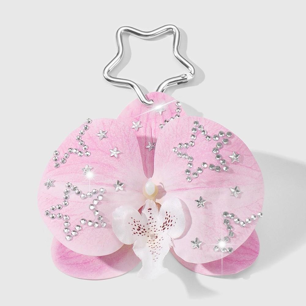 Simulation Butterfly Orchid Orchid Lily Keychain Rhinestone Pearl Flower Bag Pendant Simulation Flower Keychain