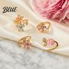 Anti-oxidation Ring 4Pcs/Set Adjustable Set Pink Flower Multi-Petal Design Finger