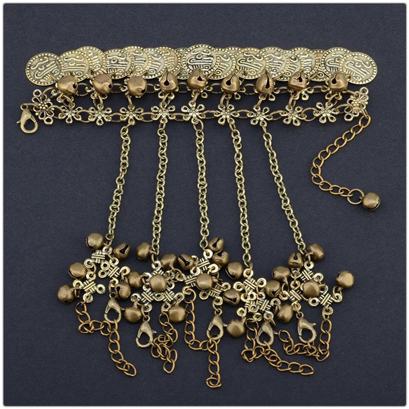 

[HF]Hot 1Pc Retro Coin Five-fingered Tassel Bell Bracelet For Women Boho Hippie Beach Party Ethnic Bracelet Jewelry Gift