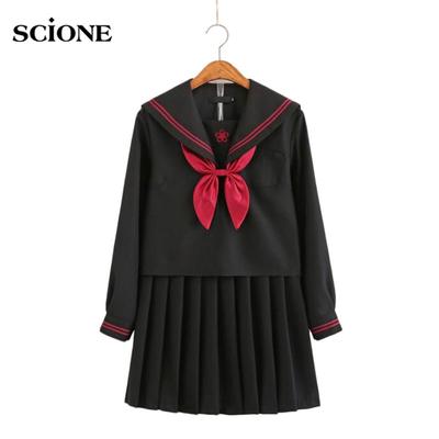 SCIONE Autumn Japan School Uniforms Sailor Tops Pleated Skirt Full Sets Cosplay JK Costume Series