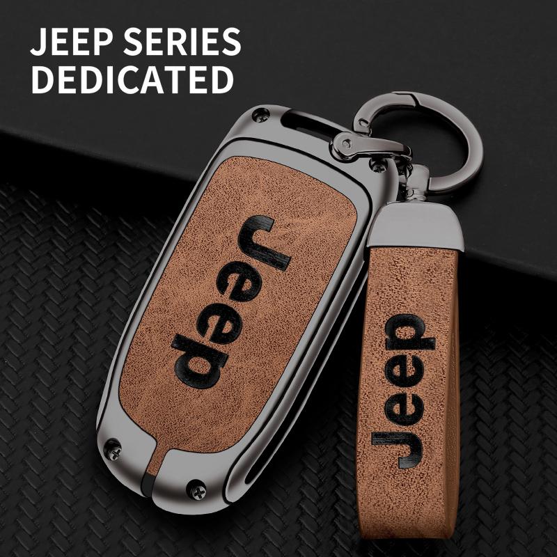 Zinc Alloy Leather Car Key Case For Jeep Grand Cherokee WK2 KL Wrangler JK JL MP Patriot Renegade Commander Compass Accessories