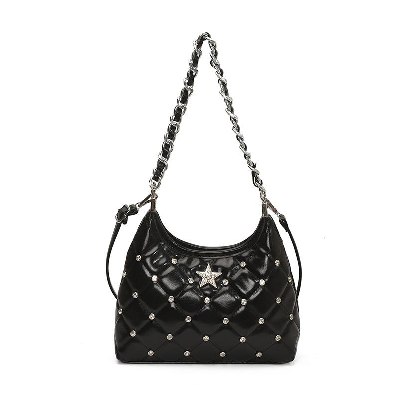 Rhombus Chain Bag Women's 2025 Summer New Niche Casual Messenger Bag High Value Foreign Shoulder Tote Bag