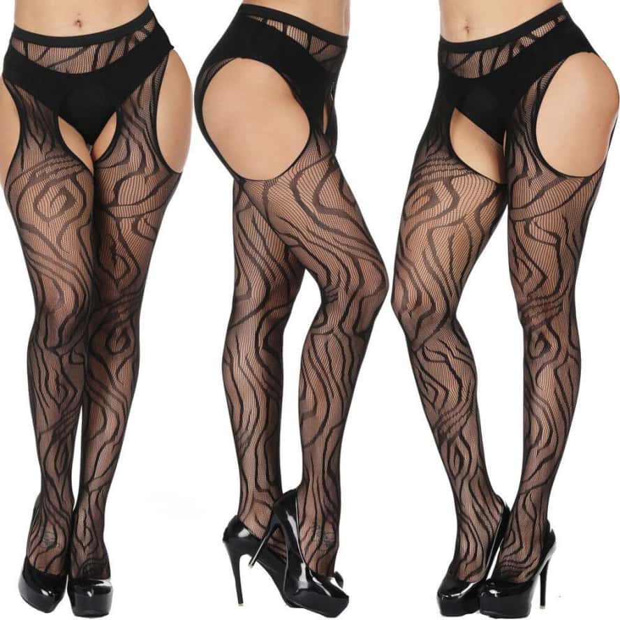 Freeauce 5Xxxl Plus Size Woman'S Stockings Fishnet Tights Sexy Large Mesh Hollow Out Pantyhose Garter Belt Night Club Party Wear