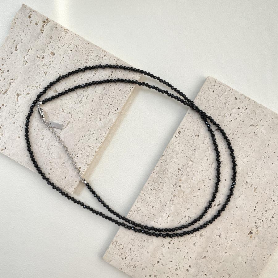 S925 Sterlingsilber Damen Doppellagige Schwarzkristall Schlüsselbeinkette - Exquisite High-End Mode