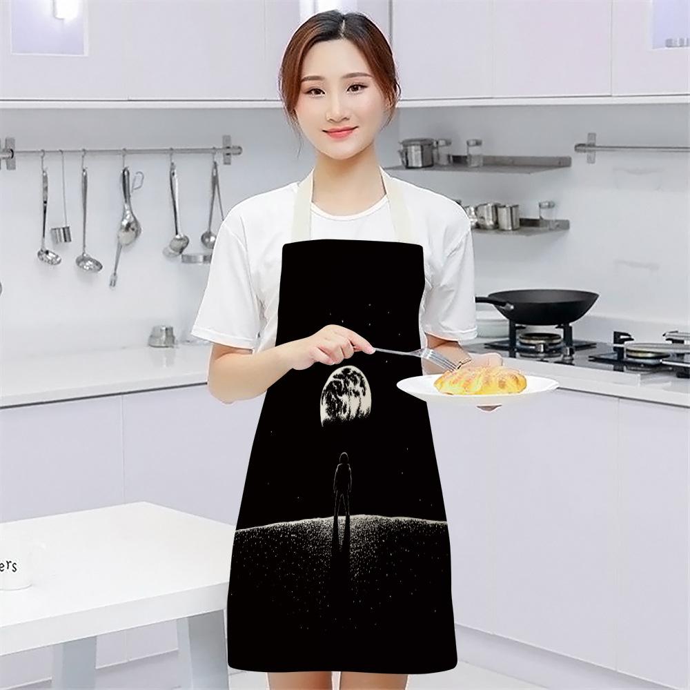 Sans cadre Espace Coton Lin Nettoyage Facile Fille Astronaute Hommes Imprimé Tablier de Taille Tabliers Femmes Ustensiles de Cuisine Maison Tablier de Cuisine Enfant
