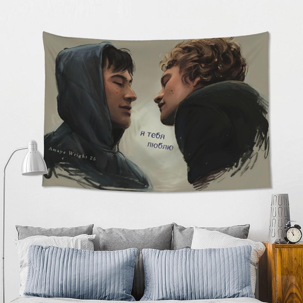 1pc Heated Rivalry Ilya & Shane Russian Love Text Tapestry, Hockey Romance Fanart Wall Hanging, Multiple Sizes, Polyester 2D Pri