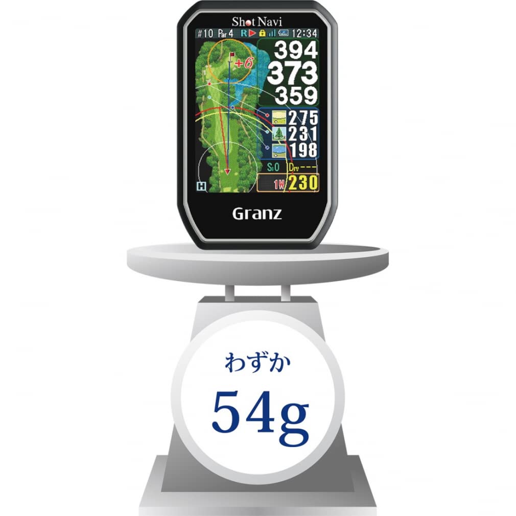 Shot Navi Granz BK Golf GPS Touch Panel Big Letters Ultra Lightweight 54g Made In Japan Equipped with the Latest GPS Chip Compatible with Michibiki