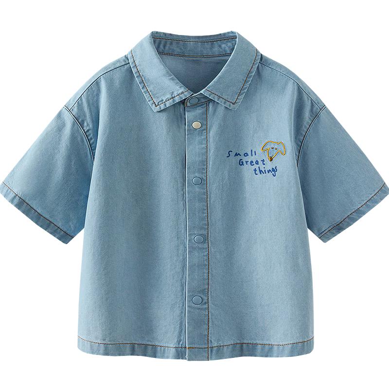 Minibala Boys  Cotton Denim Short-Sleeve Shirt 90