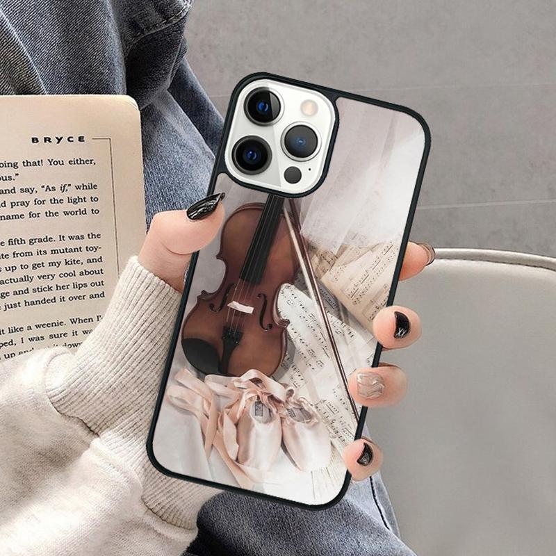 Violin and Musical Note Phone Case for iPhone 17 Air 16 16e 15 Plus for Apple 13 11 12 14 Pro Max Cover coque Shell