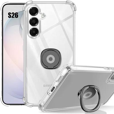 Case for Samsung Galaxy S26, Transparent Shockproof Silicone Protection with Black Ring