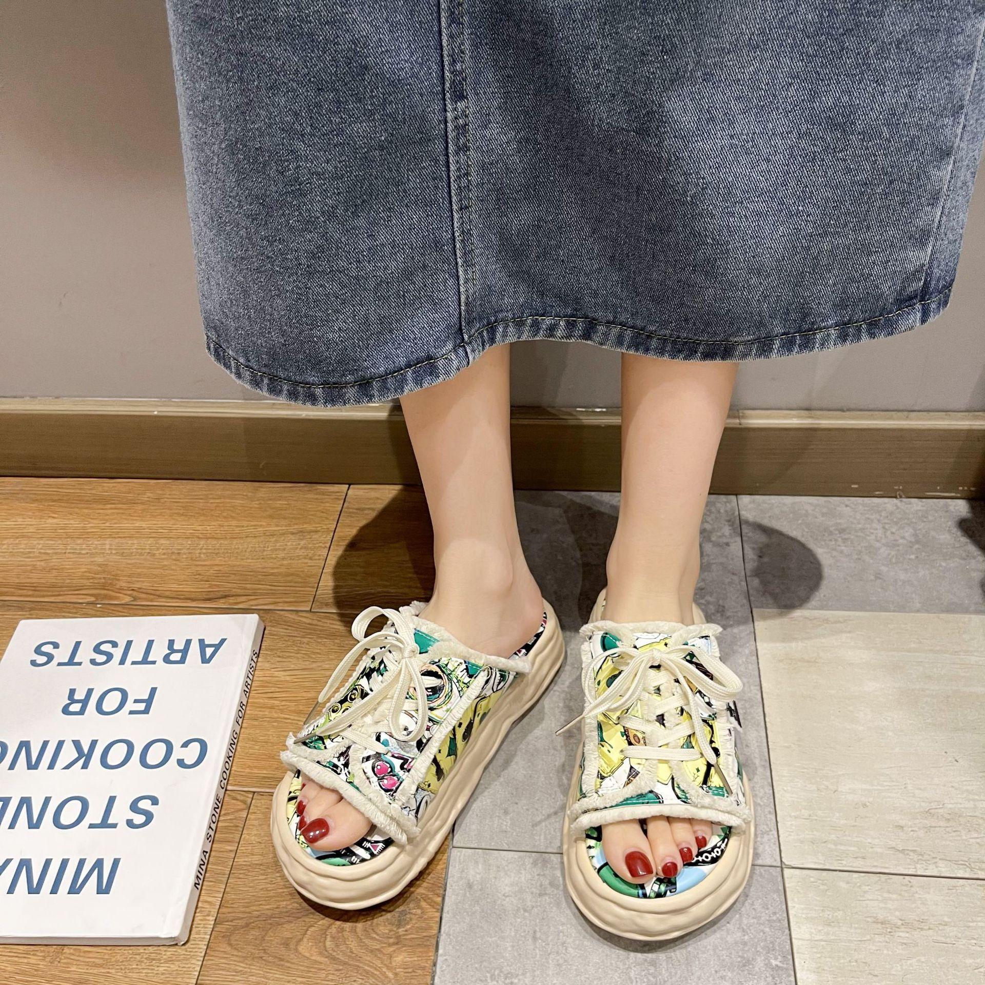 Дизайнерские летние женские тапочки на платформе — фото 4