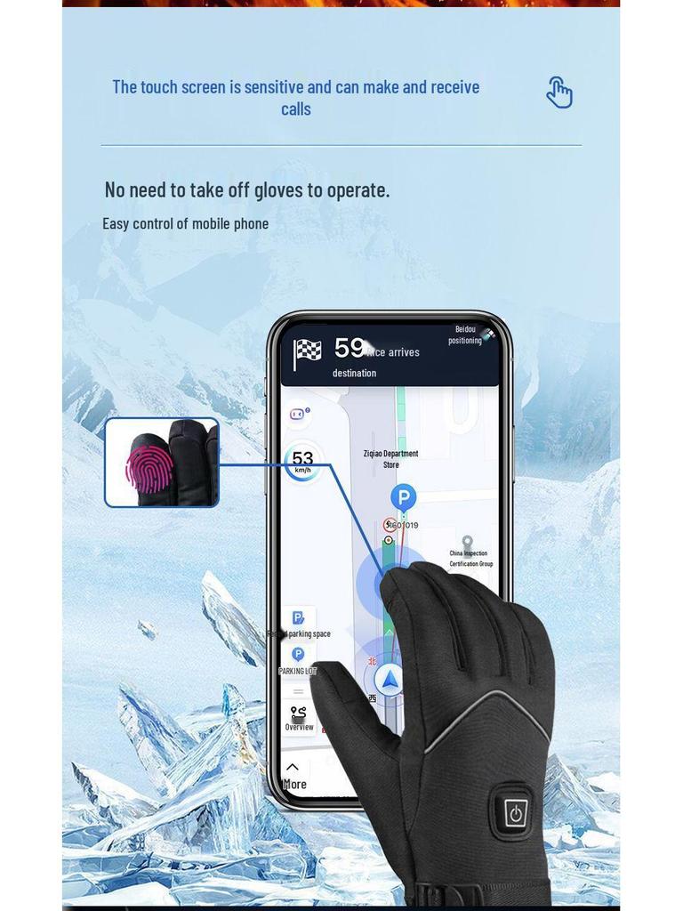 USB Rechargeable Heated Touchscreen Cycling Gloves for Men and Women