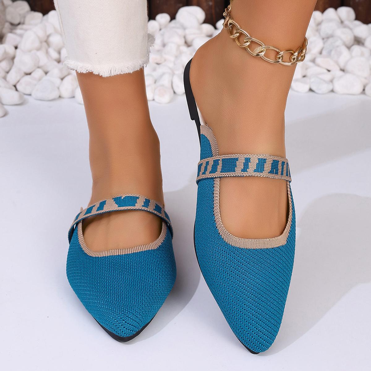 

мода 2024 лето женские парусиновые балетки с закрытым носком модная повседневная удобная женская обувь 42 синий