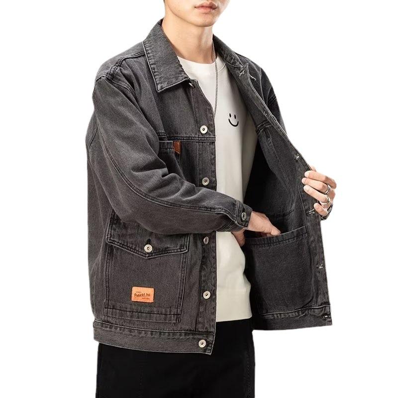 Men's 2026 Trendy Japanese Denim Jacket: Versatile, Loose-Fit, Multi-Pocket Workwear for Spring and Autumn
