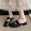 Large Size 34-40 Women's Sheepskin Slip-on Flats Summer Mules Square Toe High Quality Soft Comfort Casual Female Sandals Shoes