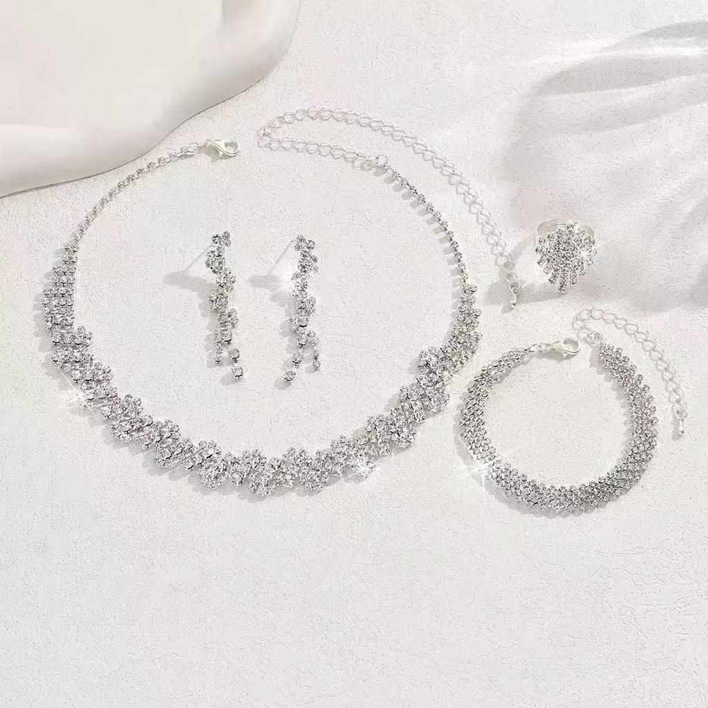 Fashion Rhinestone Necklace Set 4 - Piece Irregular Shape Minimalist Jewelry for Women Daily Wear