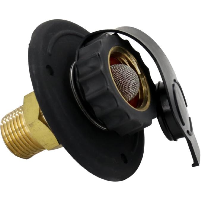 RV Water Inlet Connection City Water Fill Inlet Flange Brass with Check Valve RV Water Hose Connector Replacement 1/2  NPT Male City Water Fill чёрный