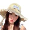Women's Large Brim Bow Straw Hat - Japanese Pastoral Style, UV Protection, Summer Seaside Outdoor Sun Hat