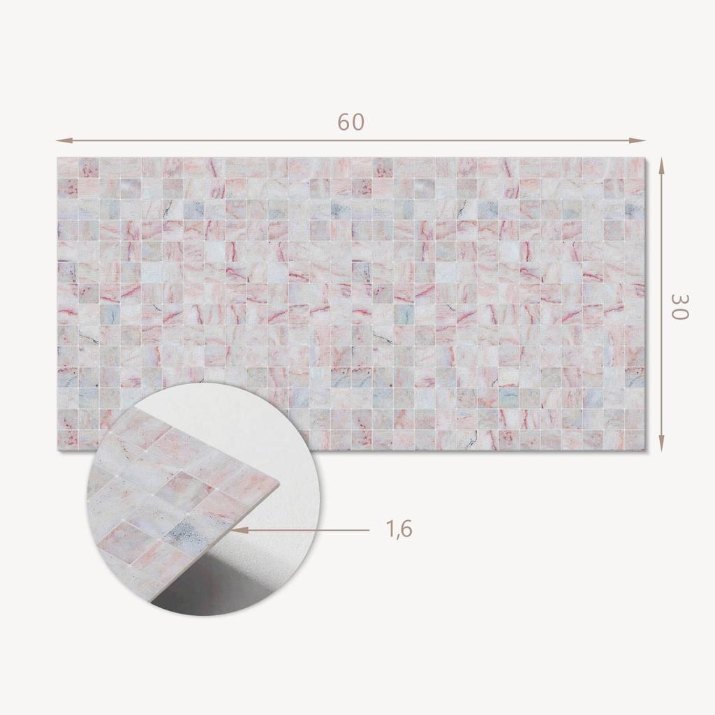 Self-Adhesive Decorative Vinyl Tiles with Print Mosaic Pattern of Squares 6X60X30 Cm