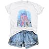 Magic Kingdom Shirts Schloss T-Shirts für Damen Prinzessinnen Schloss Shirt Lustiges Urlaubs-T-Shirt Lässiges Feiertags-Oberteil