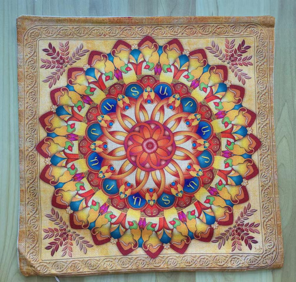 Special Sale Mandala Motif Bohemian Mediterranean Floral Plant Pattern Linen Home Decoration Pillow Case Sofa Cushion Cover Case