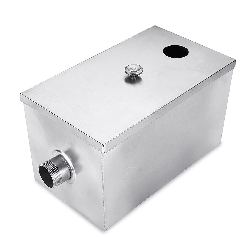 Separatore di grassi in acciaio inox argentato per acque reflue da cucina di ristorante 14x8x8'' Nuovo