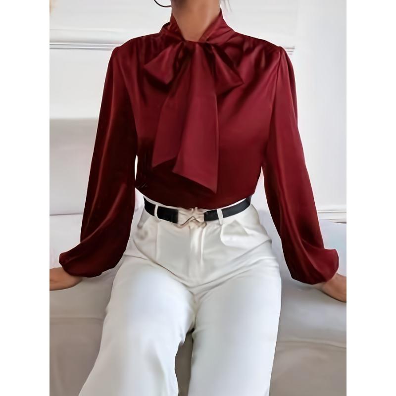 YYFS Damemote Uformelt vår, høst ensfarget trykk med lange armer bluser og skjorter