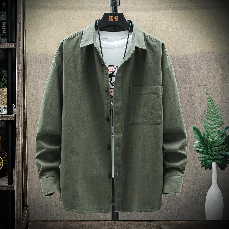 Promotional Fashionable Japanese Style Long Sleeve Pure Cotton Casual Shirt Youth Loose Outerwear Student Shirt Wear Resistant